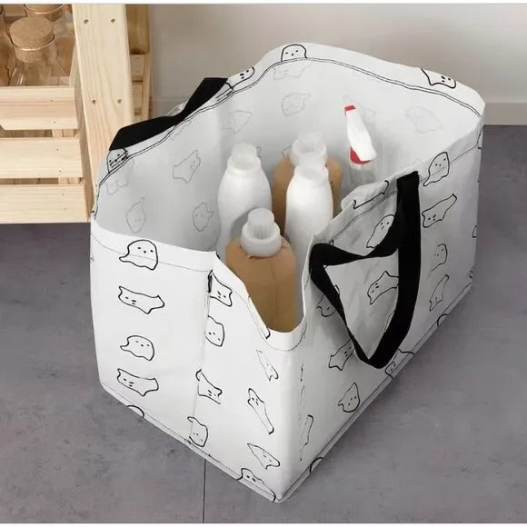 Ikea‎ KUSTFYR Shopping Bag Tote Large White/Black Ghost Halloween! - Picture 3 of 5